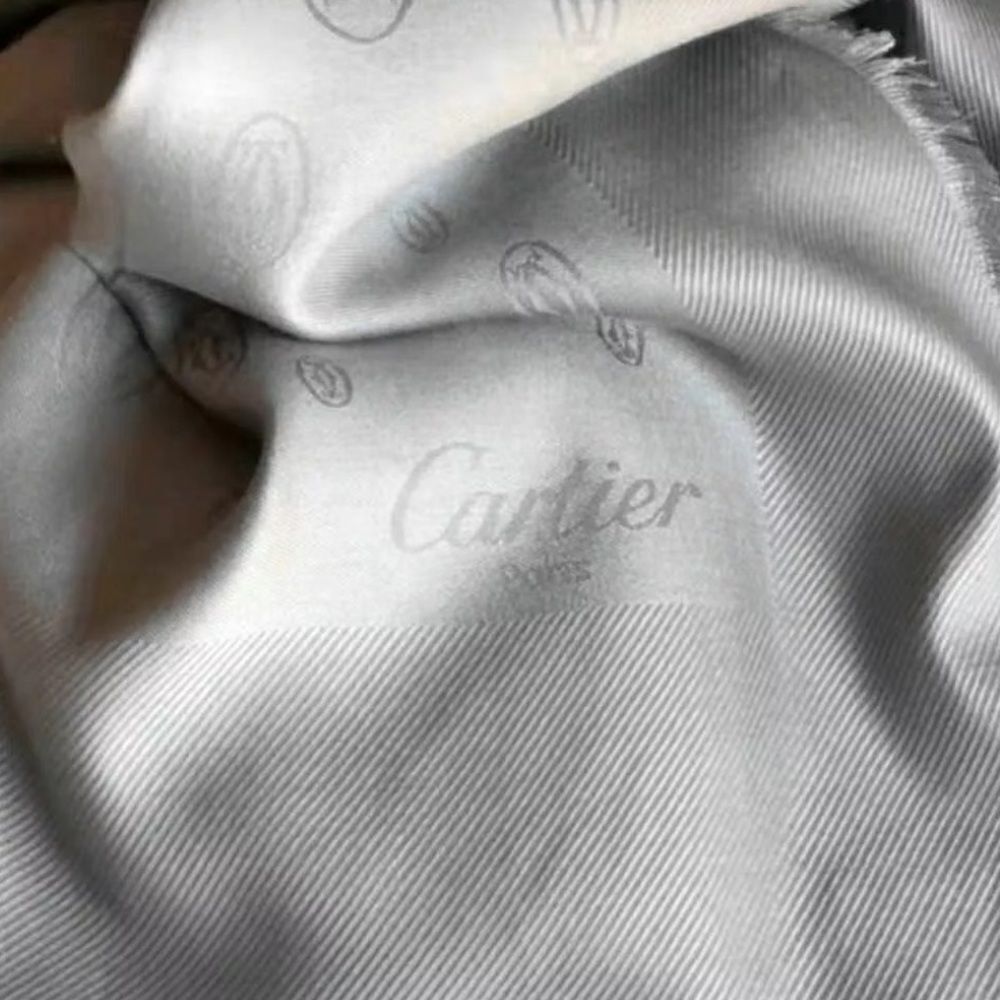 Cartier Silk Blue/Gray Vintage Scarf Size 52x55
